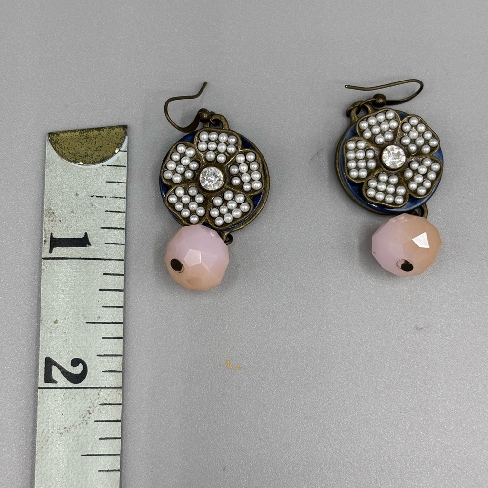 Plunder Elegant Pink Acrylic and Brass Floral Earrings